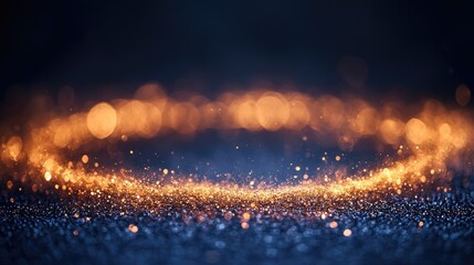 Wall Mural - Glowing golden bokeh lights on a dark background