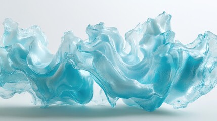 Wall Mural - Abstract Blue Liquid Sculpture: A Serene Flow of Teal Hues