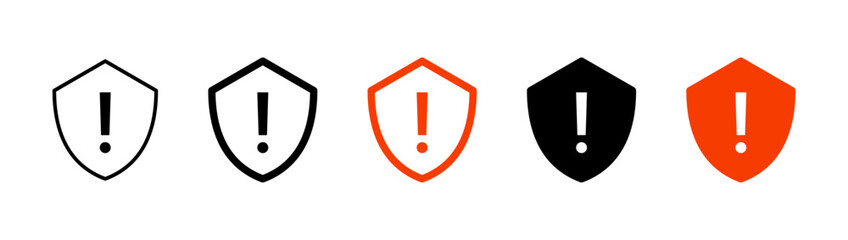 Poster - Shield exclamation mark icon or security shield warning or attention icon symbol. risk alert line icon vector
