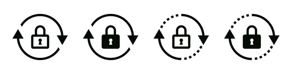 Fototapete - reset password icon set. refresh rotate Lock icon , privacy icon , secure private security icons. rotation locked icon. update, repeat, reload padlock icon