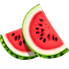 Wall Mural - watermelon slices on white background illustration