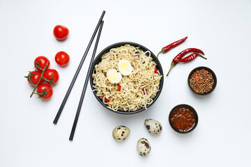 Poster - Concept of tasty fast food - instant noodles