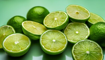 Wall Mural - Juicy limes, vibrant green, refreshing!