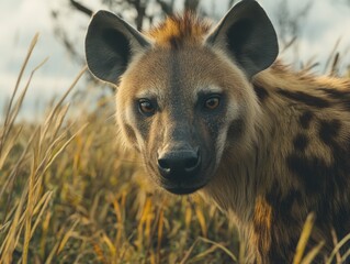 Hyena in Tall Grass