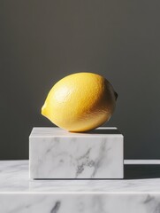 Wall Mural - Lemon on Marble Block