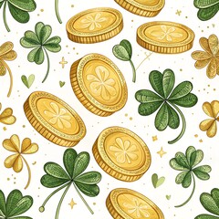 Wall Mural - seamless background with shamrock