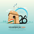 © Foto - 26 January Happy Republic Day of India, creative vector illustration design.