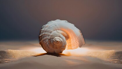 Goal of life, growth and, motivation concept: Spiral shells glowing with inner light, natural evolution.