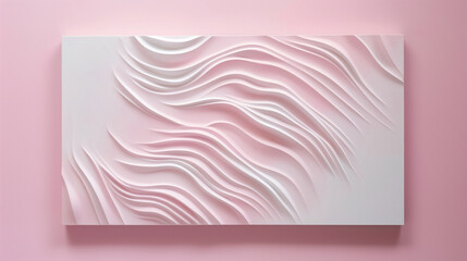 Wall Mural - Abstract 3D wall art with soft pink wave-like patterns on a pastel background