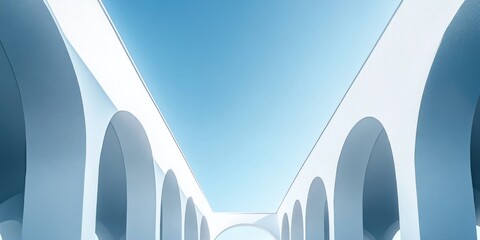 Poster - Arched Hallway with Blue Sky