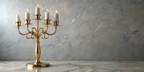 Elegant Golden Candelabra on Marble Table, marble table, opulent evening