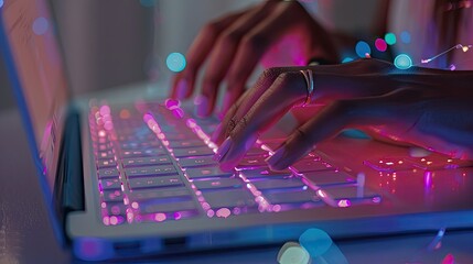 Night Typing: Illuminated Keys, Digital Glow