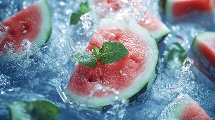 Wall Mural - Slices of Watermelon with Mint