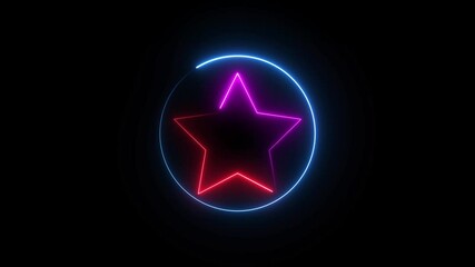 Wall Mural - Neon light star frame rotation loading icon background animation.