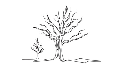 Wall Mural - tree with roots line art