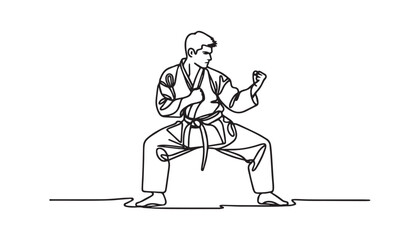 Wall Mural - sketch of a person are doing karate practice line art