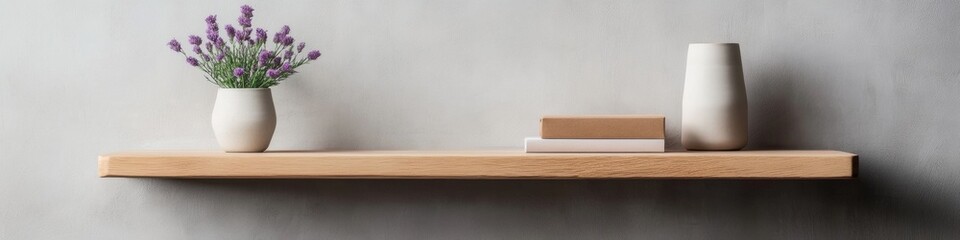 Leinwandbilder - Monochrome Minimalist Floating Shelves Matte Wooden Display for Modern Home Office Organization and Decor - Enhancing Aesthetic Functionality in Contemporary Workspaces