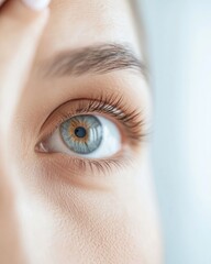 Fototapete - Minimalist Vision Health Close-Up of Eye and Eyebrow with Soft Natural Lighting—Advanced Ophthalmology Marketing and Healthcare Innovation Imagery