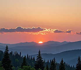 Wall Mural - sunrise in the mountains