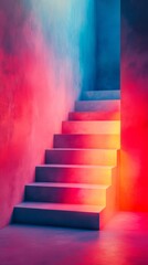 Aufkleber - Vibrant Surreal Pastel Staircase in Minimalist Abstract Style