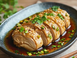 Poster - Asian-style dinner with chopsticks