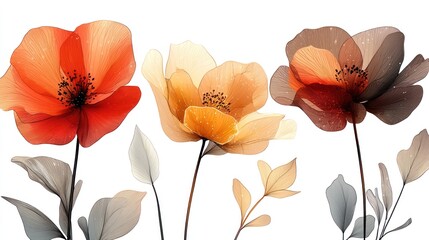 Sticker - Translucent poppy floral art.