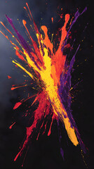 Wall Mural - bright, bold splashes of red, yellow, and purple forming dynamic streaks across a dark gradient back