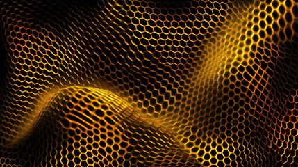 Wall Mural - dynamic 3d hexagonal grid patterns with glowing edges, set on a dark gradient background