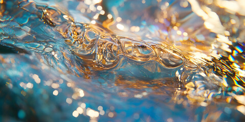 Wall Mural - dynamic fluid motion of holographic liquid forming intricate patterns, blending soft pastels with vi