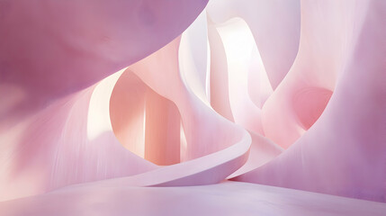 Wall Mural - gentle gradient from soft lavender to pale pink, with smooth, organic curves and subtle light reflec