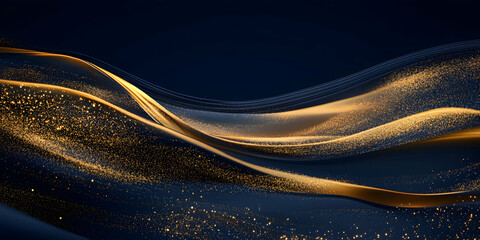 Wall Mural - luxurious gold foil texture overlaying a deep navy blue backdrop, with glittering holiday light part