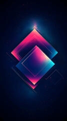 Wall Mural - vibrant glowing shapes in dark blue and pink hues, layered over a black abstract background with fin