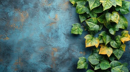 Wall Mural - Vine climbing blue wall.