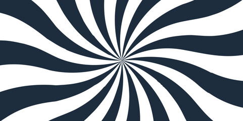 Poster - Abstract background with rays retro starburst. Black and white twisted swirl. Spiral radial striped backdrop design. Ray stripes Funky ray elements, circle motifs, reminiscent of circus themes.   