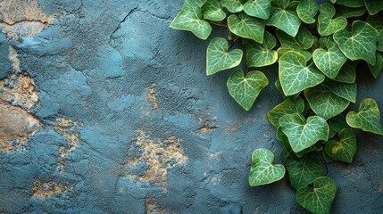 Wall Mural - Vines on blue wall.