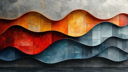 Wall Mural - Wavy colored abstract wall.