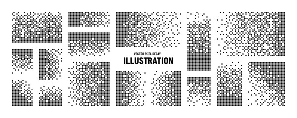 Wall Mural - pixel pattern. digital dot texture. abstract halftone geometric art design. mosaic grid elements set
