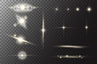 © Chorna_L - Star with light flare glow. Shiny sparkles with glitter and flashes. Vector golden glare on transparent background. Yellow magic twinkles with blurred silver lens flare and reflection