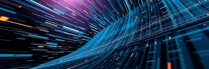 Digital Data, Digital Cyberspace with Particles and Digital Data Network Connections