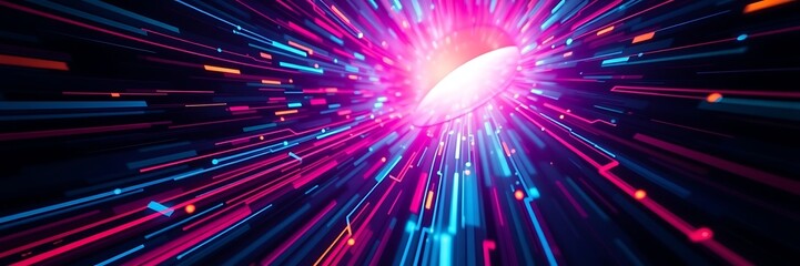 Digital Data, Digital Cyberspace with Particles and Digital Data Network Connections