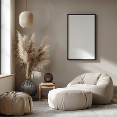 Fototapete - Wall Poster Frame, Gallery mockup, Modern, Decoration with Picture Empty Frame Minimal Style.