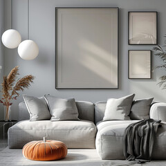 Fototapete - Wall Poster Frame, Gallery mockup, Modern, Decoration with Picture Empty Frame Minimal Style.