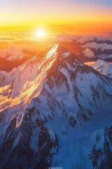 Wall Mural - Aerial view of Mount Everest at sunrise