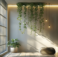 Poster - Hanging plant on the standing floor light.