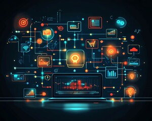 Aufkleber - Digital education hub, modern online library with diverse resources, seamless learning experience, interactive interface, technologybased platform for knowledge sharing