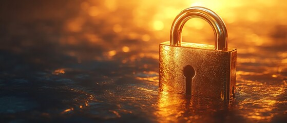 Fototapete - Advanced golden padlock with embedded electronic circuits, digital password security for confidential data protection, hightech fraud prevention system, secure network concept