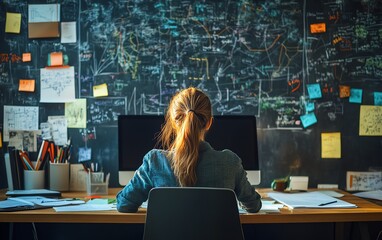 Poster - Chaotic business process with complex, messy management, tangled decision tree, overwhelming workload, visualizing disorganization and confusion in a corporate environment