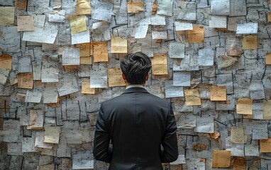 Poster - Complicated and chaotic management process, disorganized decision tree, messy business workflow, illustrating inefficiency and confusion in corporate structure