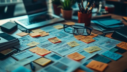 Poster - Complicated and chaotic management process, disorganized decision tree, messy business workflow, illustrating inefficiency and confusion in corporate structure