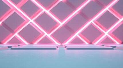 Sticker - Minimal symmetry concept. Vibrant neon light backdrop for creative designs and modern visuals.